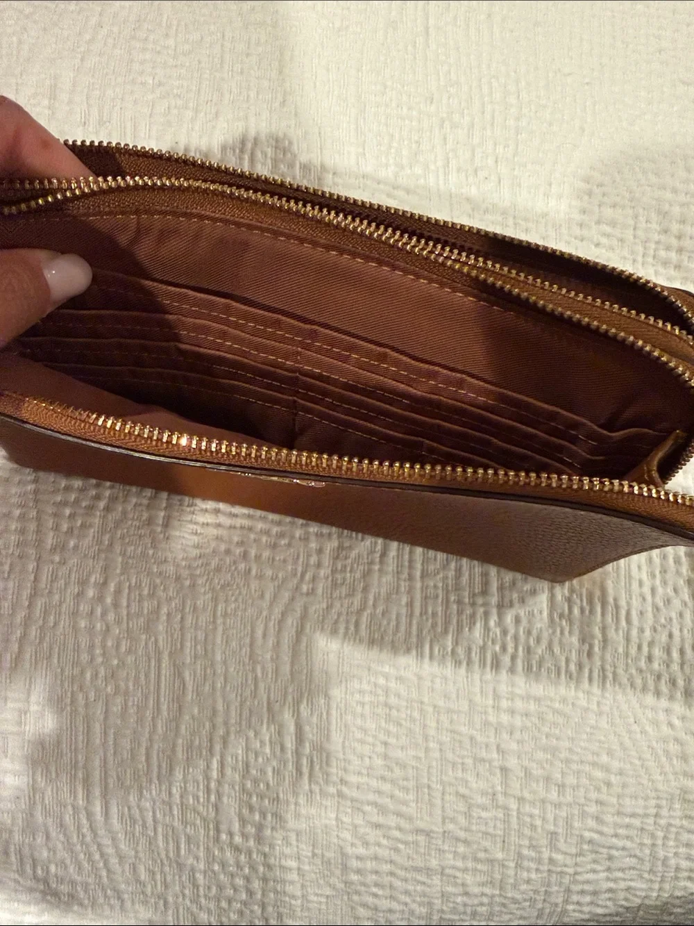 Coach Chestnut Pebbled Leather Wristlet